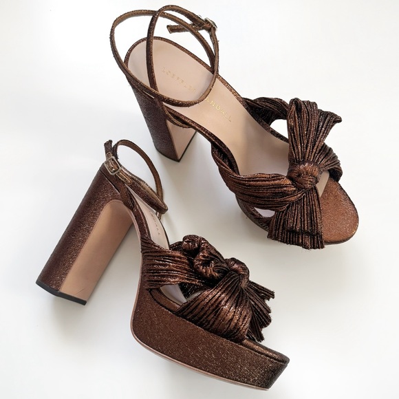 Loeffler Randall Shoes - NEW Loeffler Randall Natalia Platform Heels Mocha Pleated Bow Knot Brown Copper